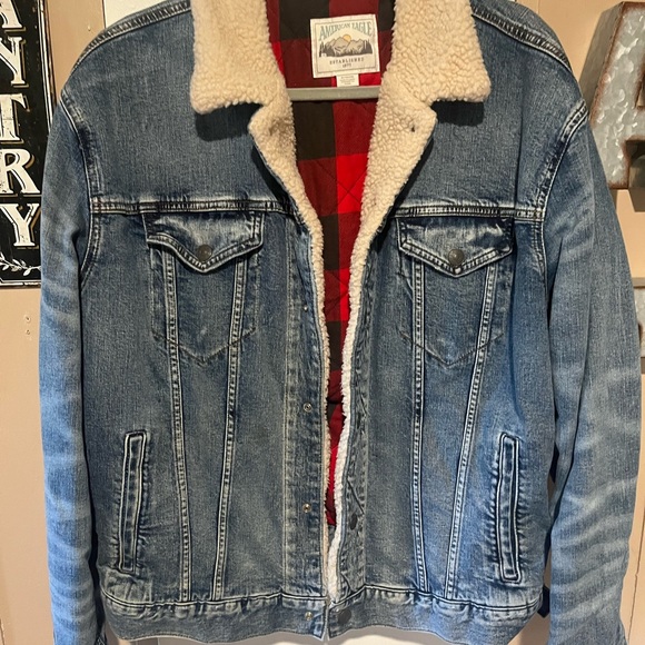 American Eagle Denim Sherpa Jacket - Picture 2 of 9